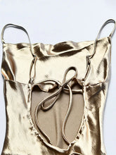 Load image into Gallery viewer, Women Sexy Spaghetti Strap Backless Maxi Dress Satin Lace Up Dress