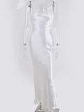 Load image into Gallery viewer, Women Sexy Spaghetti Strap Backless Maxi Dress Satin Lace Up Dress