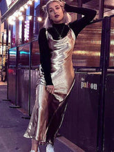 Load image into Gallery viewer, Women Sexy Spaghetti Strap Backless Maxi Dress Satin Lace Up Dress