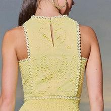 Load image into Gallery viewer, Hollow Out Sleeveless Top Half Skirt Set Embroidered Pocket Long Skirts Waist Cinching Two-Piece Set