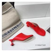 Load image into Gallery viewer, Square Toe Elegant Women Slippers Fad Mid Heels Leather Sandals Mule Shoes 2025 New Trend Spring Designer Dress Femme Chaussures