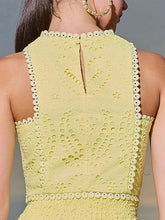 Load image into Gallery viewer, Hollow Out Sleeveless Top Half Skirt Set Embroidered Pocket Long Skirts Waist Cinching Two-Piece Set