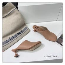 Load image into Gallery viewer, Square Toe Elegant Women Slippers Fad Mid Heels Leather Sandals Mule Shoes 2025 New Trend Spring Designer Dress Femme Chaussures