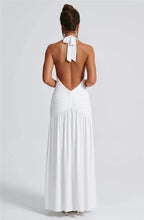 Load image into Gallery viewer, Deep V Neck Backless Maxi Dress Solid Thigh High Split