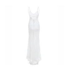 Load image into Gallery viewer, Women Long Dress White Sexy Lace V Neck Backless Lace Up Maxi