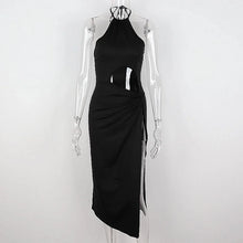 Load image into Gallery viewer, Solid Long Dress Elegant Waist Hollow Out High Split Dresses