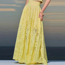 Load image into Gallery viewer, Hollow Out Sleeveless Top Half Skirt Set Embroidered Pocket Long Skirts Waist Cinching Two-Piece Set