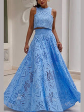Load image into Gallery viewer, Hollow Out Sleeveless Top Half Skirt Set Embroidered Pocket Long Skirts Waist Cinching Two-Piece Set
