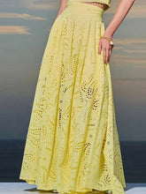 Load image into Gallery viewer, Hollow Out Sleeveless Top Half Skirt Set Embroidered Pocket Long Skirts Waist Cinching Two-Piece Set