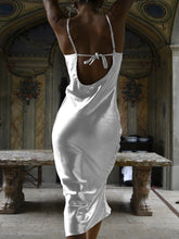 Load image into Gallery viewer, Women Sexy Spaghetti Strap Backless Maxi Dress Satin Lace Up Dress