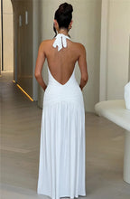 Load image into Gallery viewer, Deep V Neck Backless Maxi Dress Solid Thigh High Split