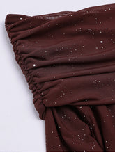 Load image into Gallery viewer, NewAsia Women&#39;s Bell Sleeve Off Shoulder Sequin Long Dress Backless Double Layer Club Party Sparkling Mesh Maxi Dresses Brown