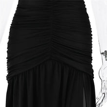 Load image into Gallery viewer, Deep V Neck Backless Maxi Dress Solid Thigh High Split