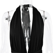 Load image into Gallery viewer, Deep V Neck Backless Maxi Dress Solid Thigh High Split