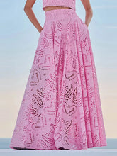 Load image into Gallery viewer, Hollow Out Sleeveless Top Half Skirt Set Embroidered Pocket Long Skirts Waist Cinching Two-Piece Set