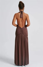 Load image into Gallery viewer, Deep V Neck Backless Maxi Dress Solid Thigh High Split