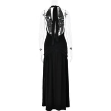 Load image into Gallery viewer, Deep V Neck Backless Maxi Dress Solid Thigh High Split