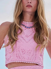 Load image into Gallery viewer, Hollow Out Sleeveless Top Half Skirt Set Embroidered Pocket Long Skirts Waist Cinching Two-Piece Set