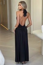 Load image into Gallery viewer, Deep V Neck Backless Maxi Dress Solid Thigh High Split