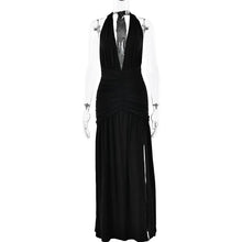 Load image into Gallery viewer, Deep V Neck Backless Maxi Dress Solid Thigh High Split