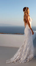 Load image into Gallery viewer, Women Long Dress White Sexy Lace V Neck Backless Lace Up Maxi
