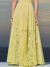 Load image into Gallery viewer, Hollow Out Sleeveless Top Half Skirt Set Embroidered Pocket Long Skirts Waist Cinching Two-Piece Set