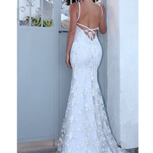 Load image into Gallery viewer, Women Long Dress White Sexy Lace V Neck Backless Lace Up Maxi