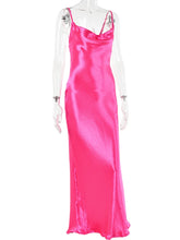 Load image into Gallery viewer, Women Sexy Spaghetti Strap Backless Maxi Dress Satin Lace Up Dress