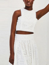 Load image into Gallery viewer, Hollow Out Sleeveless Top Half Skirt Set Embroidered Pocket Long Skirts Waist Cinching Two-Piece Set