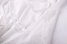 Load image into Gallery viewer, Women Long Dress White Sexy Lace V Neck Backless Lace Up Maxi