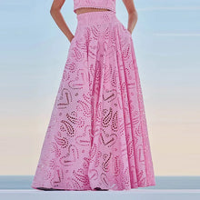 Load image into Gallery viewer, Hollow Out Sleeveless Top Half Skirt Set Embroidered Pocket Long Skirts Waist Cinching Two-Piece Set