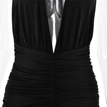 Load image into Gallery viewer, Deep V Neck Backless Maxi Dress Solid Thigh High Split