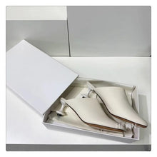 Load image into Gallery viewer, Square Toe Elegant Women Slippers Fad Mid Heels Leather Sandals Mule Shoes 2025 New Trend Spring Designer Dress Femme Chaussures