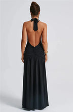 Load image into Gallery viewer, Deep V Neck Backless Maxi Dress Solid Thigh High Split