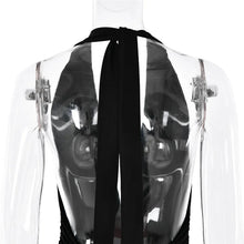 Load image into Gallery viewer, Deep V Neck Backless Maxi Dress Solid Thigh High Split